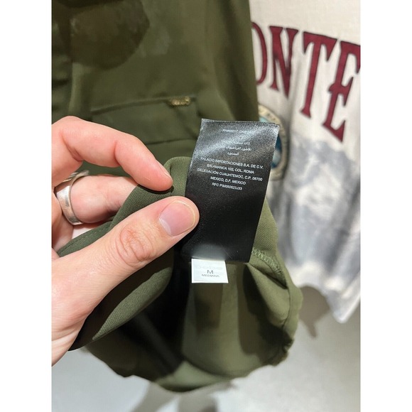 Vintage Y2K bebe Army Green Lace Back Button Down Blouse Size Medium - Picture 6 of 8